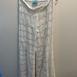 White wide leg lace pants